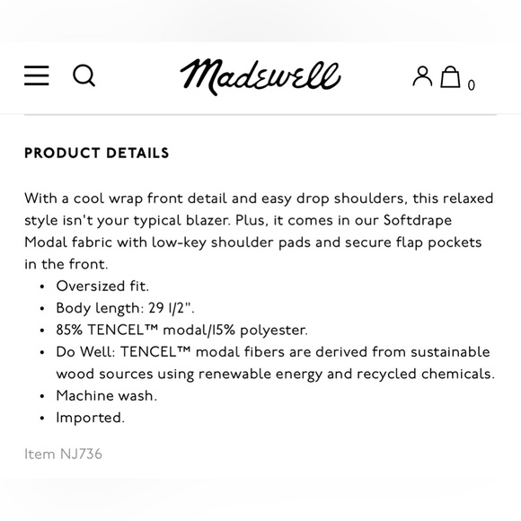 NWT Mdwll The Relaxed Blazer in Softdrape $198 - Picture 9 of 13